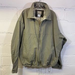 Columbia Mens XXL Khaki Jacket w Adjustable Waist Zip Up w Collar Pockets